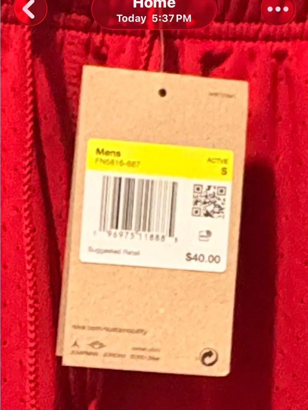 Jordan Men’s Red Athletic Drawstring Shorts